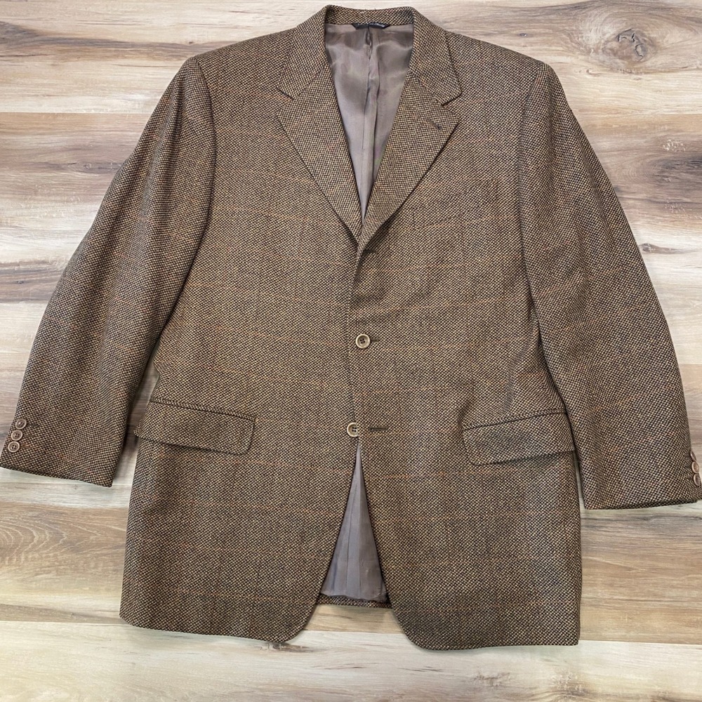 Canali Proposta Sport Coat US 46R Wool Cashmere Glen Plaid Blazer 3 Roll 2 Italy